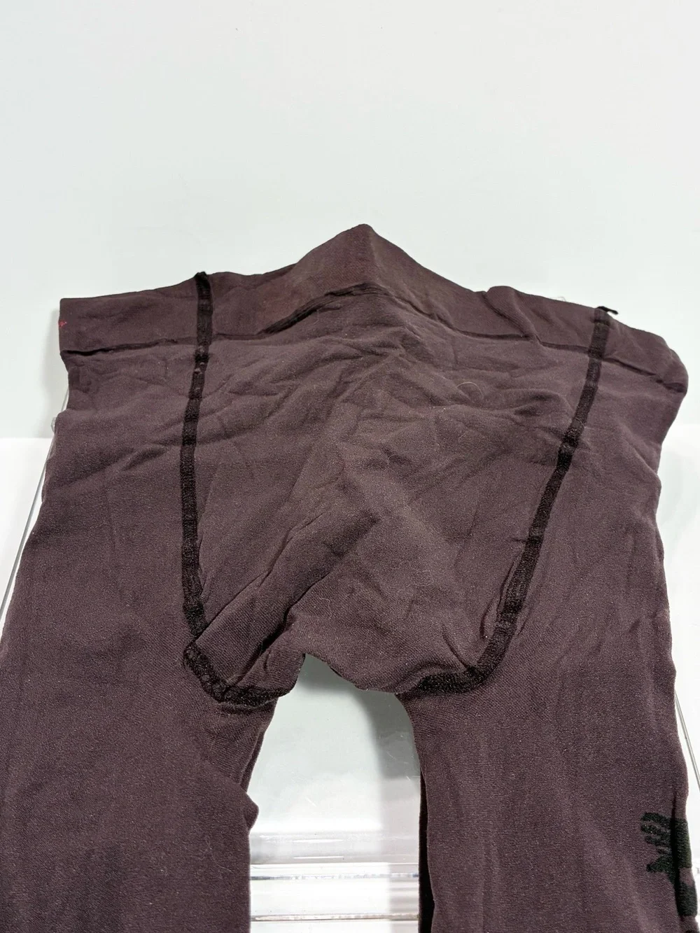 Berthe France Angel Pattern Designer Opaque Tights Plum Black Size 3/4 (M/L)